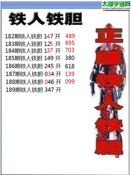 3d189期：铁人铁胆图谜