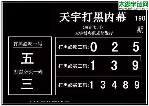 3d190期：天宇图谜(胆码杀号+必买五码)