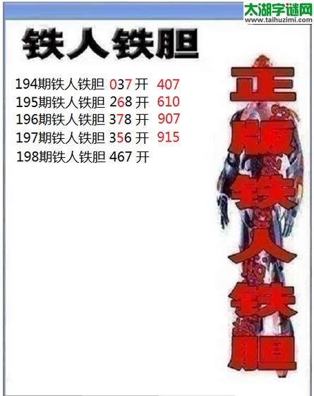 3d198期：铁人铁胆图谜