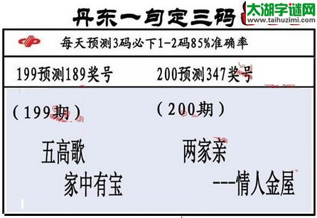 3d第2016200期丹东一句定三码