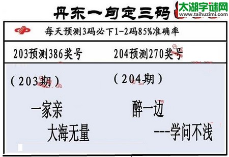 3d第2016204期丹东一句定三码