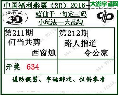 蓝仙子一句定三码16212期