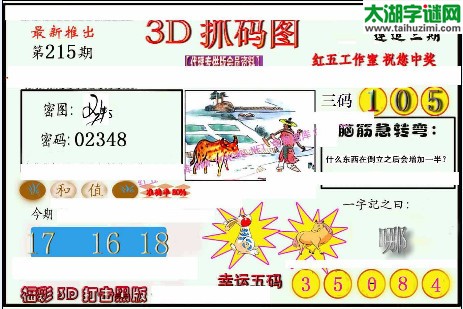 3d215期：红五图库（幸运五码）