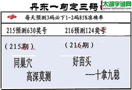 3d第2016216期丹东一句定三码