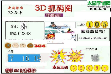 3d225期：红五图库（幸运五码）