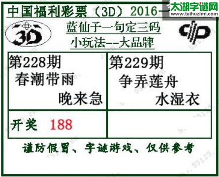 蓝仙子一句定三码16229期