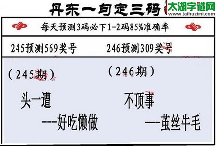 3d第2016246期丹东一句定三码