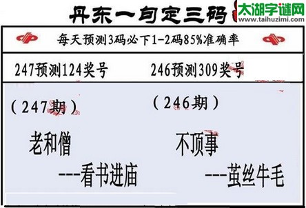 3d第2016247期丹东一句定三码