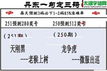 3d第2016251期丹东一句定三码