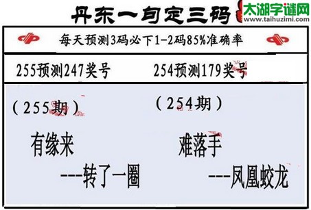 3d第2016255期丹东一句定三码