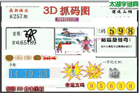 3d257期：红五3d图库总汇（幸运五码）