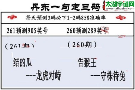 3d第2016261期丹东一句定三码