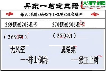 3d第2016270期丹东一句定三码