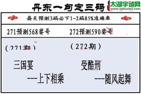 3d第2016272期丹东一句定三码