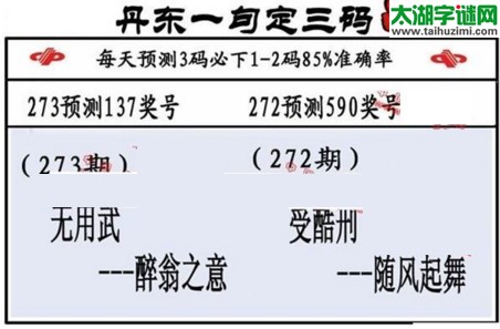 3d第2016273期丹东一句定三码