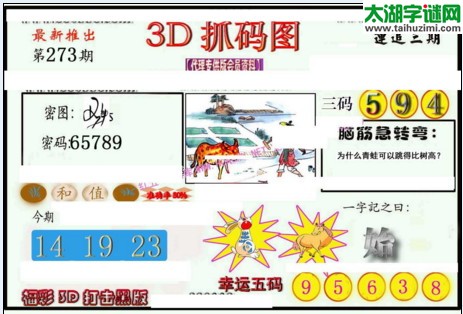 3d273期：红五3d图库总汇（幸运五码）