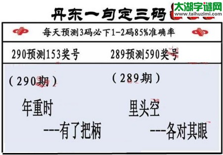 3d第2016290期丹东一句定三码