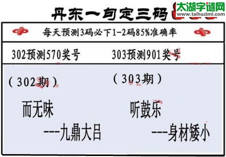 3d第2016303期丹东一句定三码