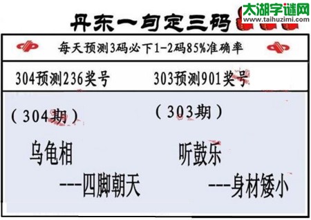 3d第2016304期丹东一句定三码