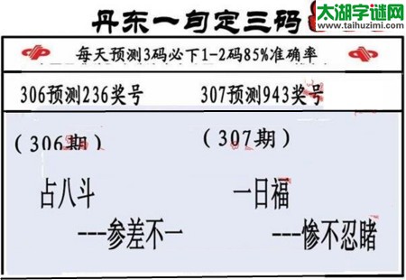 福彩3d第16307期山东真诀