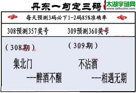 3d第2016309期丹东一句定三码