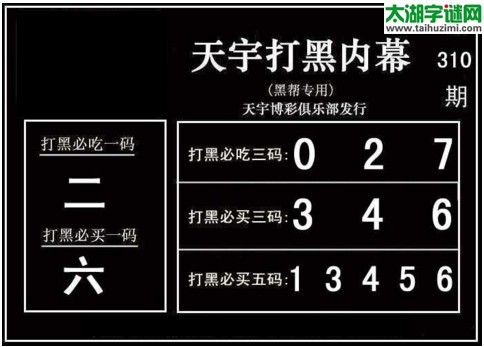 3d310期：天宇图谜(胆码杀号+必买五码)