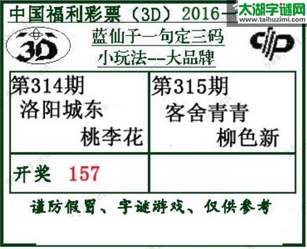 蓝仙子一句定三码16315期