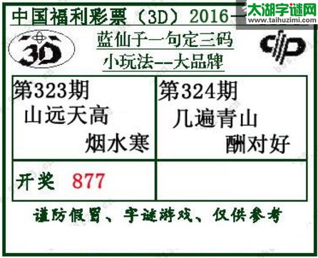 蓝仙子一句定三码16324期