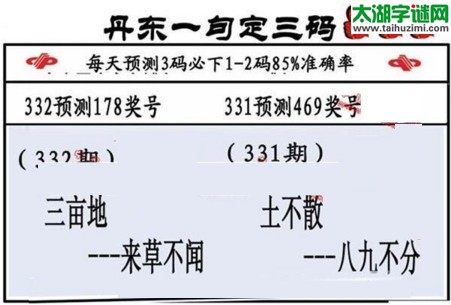 3d第2016332期丹东一句定三码