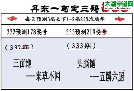 3d第2016333期丹东一句定三码