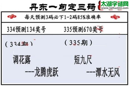 3d第2016335期丹东一句定三码