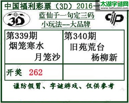 蓝仙子一句定三码16340期