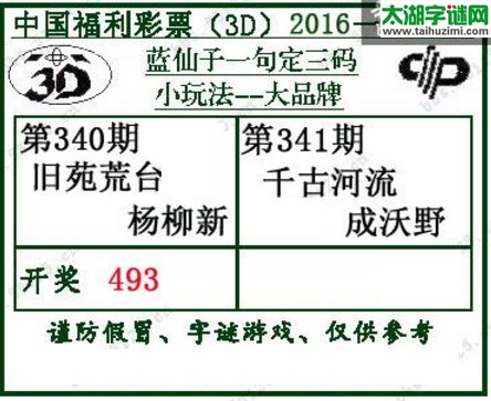 蓝仙子一句定三码16341期