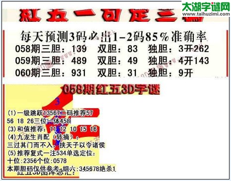 福彩3d红五藏宝图17060期