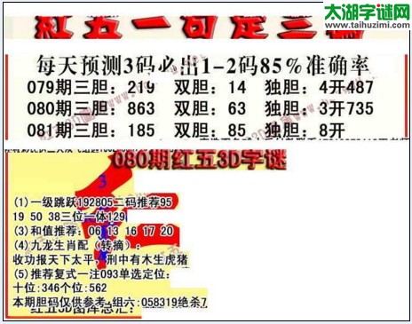 福彩3d红五藏宝图17081期