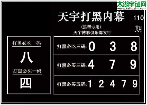 3d110期：天宇一句定三码+胆码图