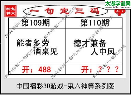 鬼六神算胆码图-17110期