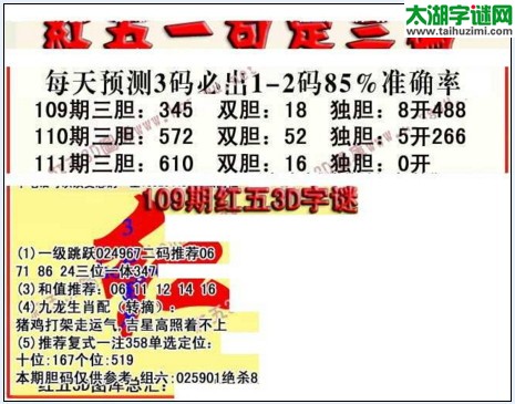 福彩3d红五藏宝图17111期