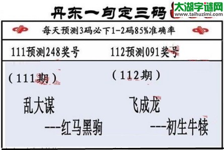 3d112期：山东真诀+丹东一句定三码全图