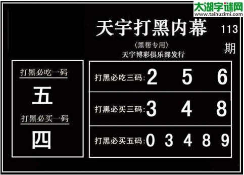 3d113期：天宇一句定三码+胆码图