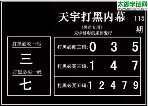 3d115期：天宇一句定三码+胆码图