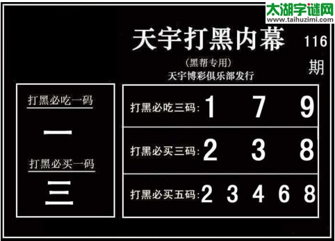 3d116期：天宇一句定三码+胆码图