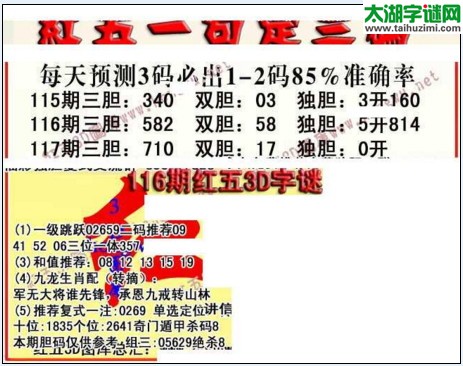 福彩3d红五藏宝图17117期