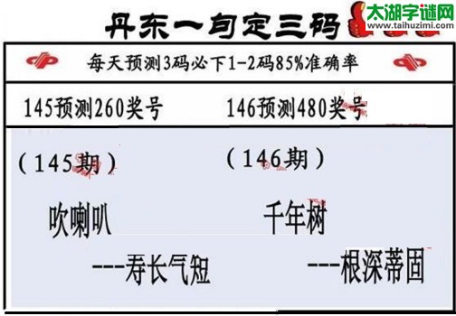 3d第2017146期丹东一句定三码