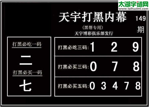 3d149期：天宇一句定三码+胆码图