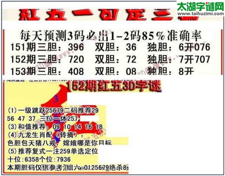 福彩3d红五藏宝图17153期