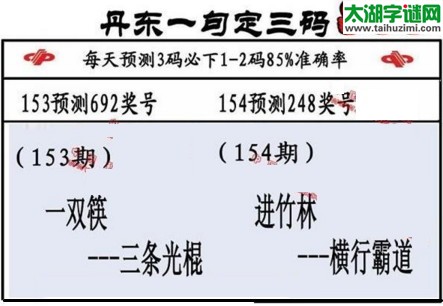 3d第2017154期丹东一句定三码
