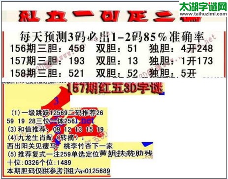 福彩3d红五藏宝图17158期