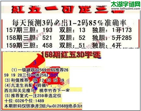 福彩3d红五藏宝图17159期