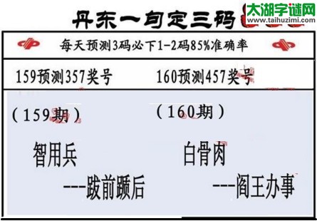 3d第2017160期丹东一句定三码